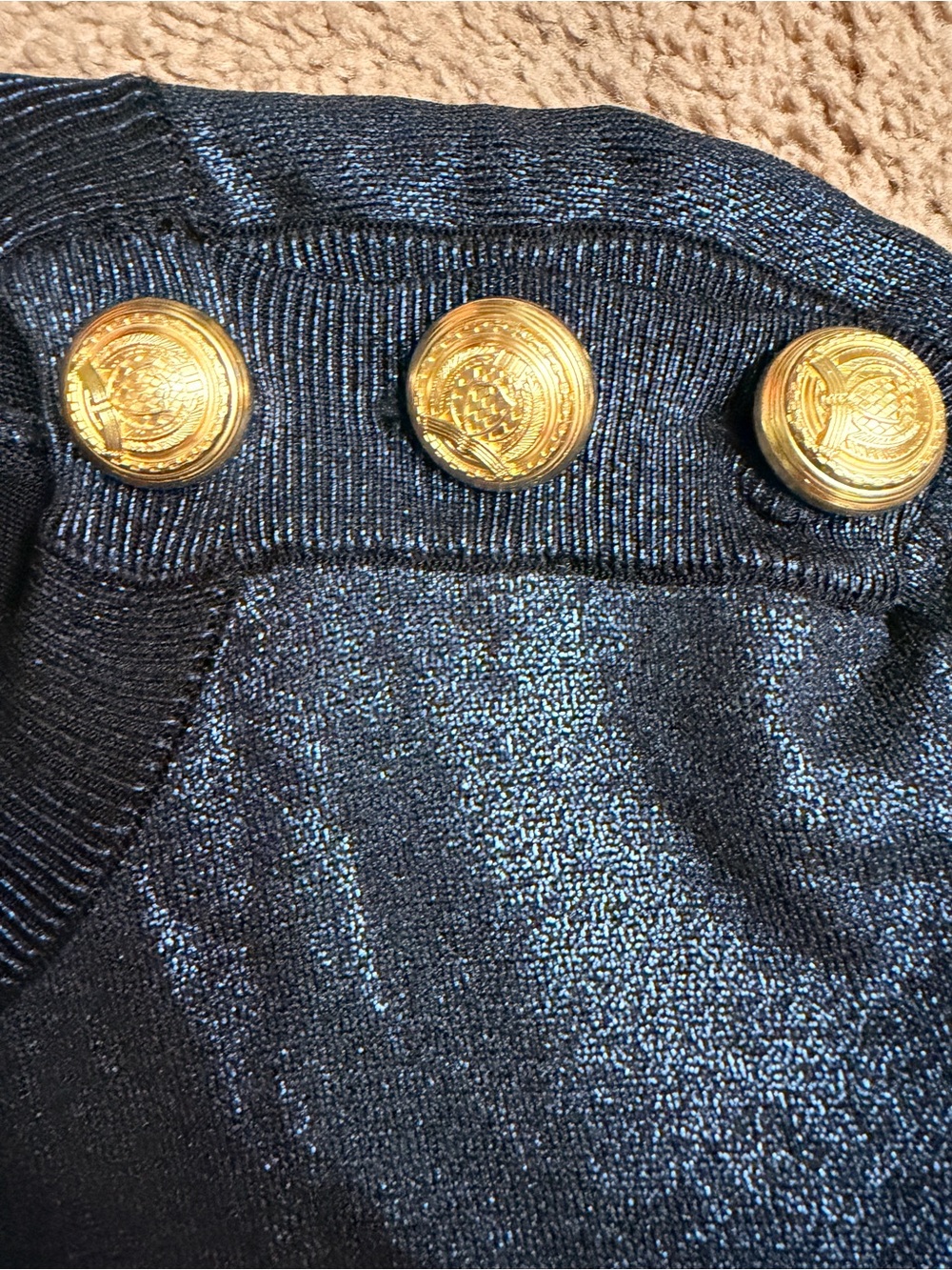 Balmain x H&M Metallic Blue Sweater - Picture 2 of 3